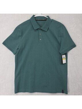Perry Ellis Polo Shirt Mens M Sea Pine Green Performance Moisture Wicking Golf